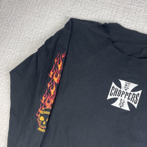 Vintage West Coast Choppers Motorcycle Long Sleeve Flame Fire (Defective, read) - Picture 3 of 16